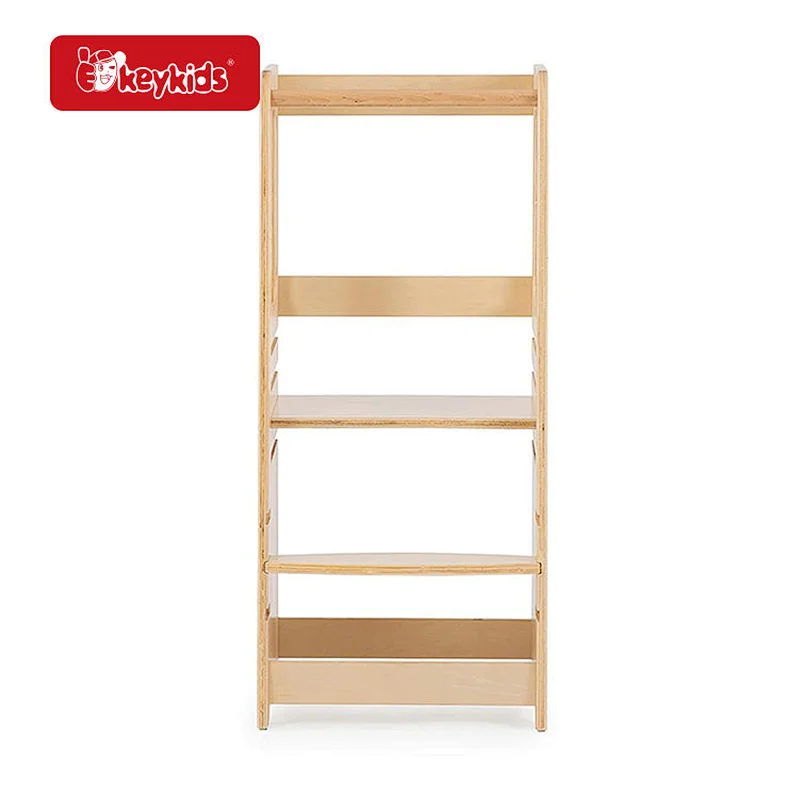 Natural Finish Montessori Toddler Kitchen Tower Wooden Helper Step Stool for Kids W08G402